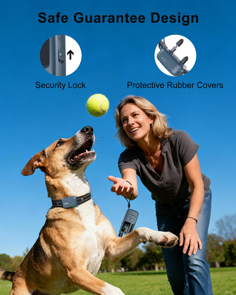 Jugbow e-collar battery lasts up to 35 days with quick 2-hour recharge