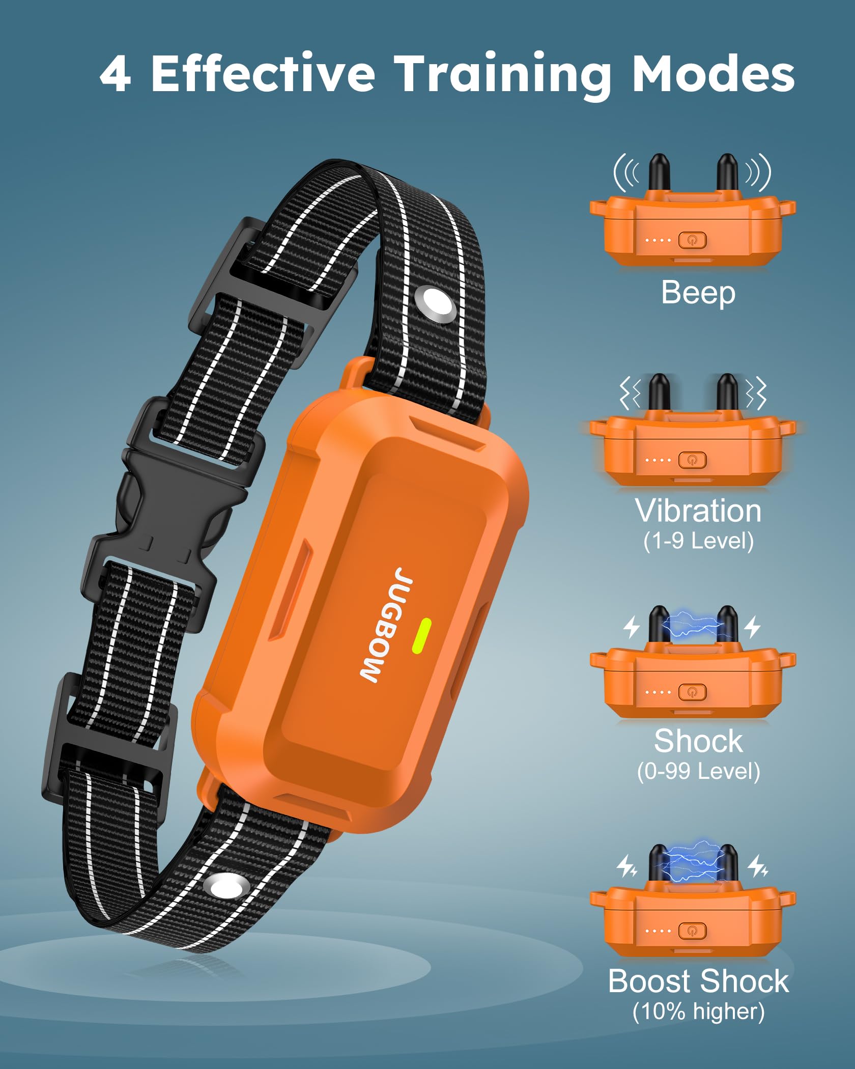 Jugbow dog collar 2-channel training supports two dogs with one remote.