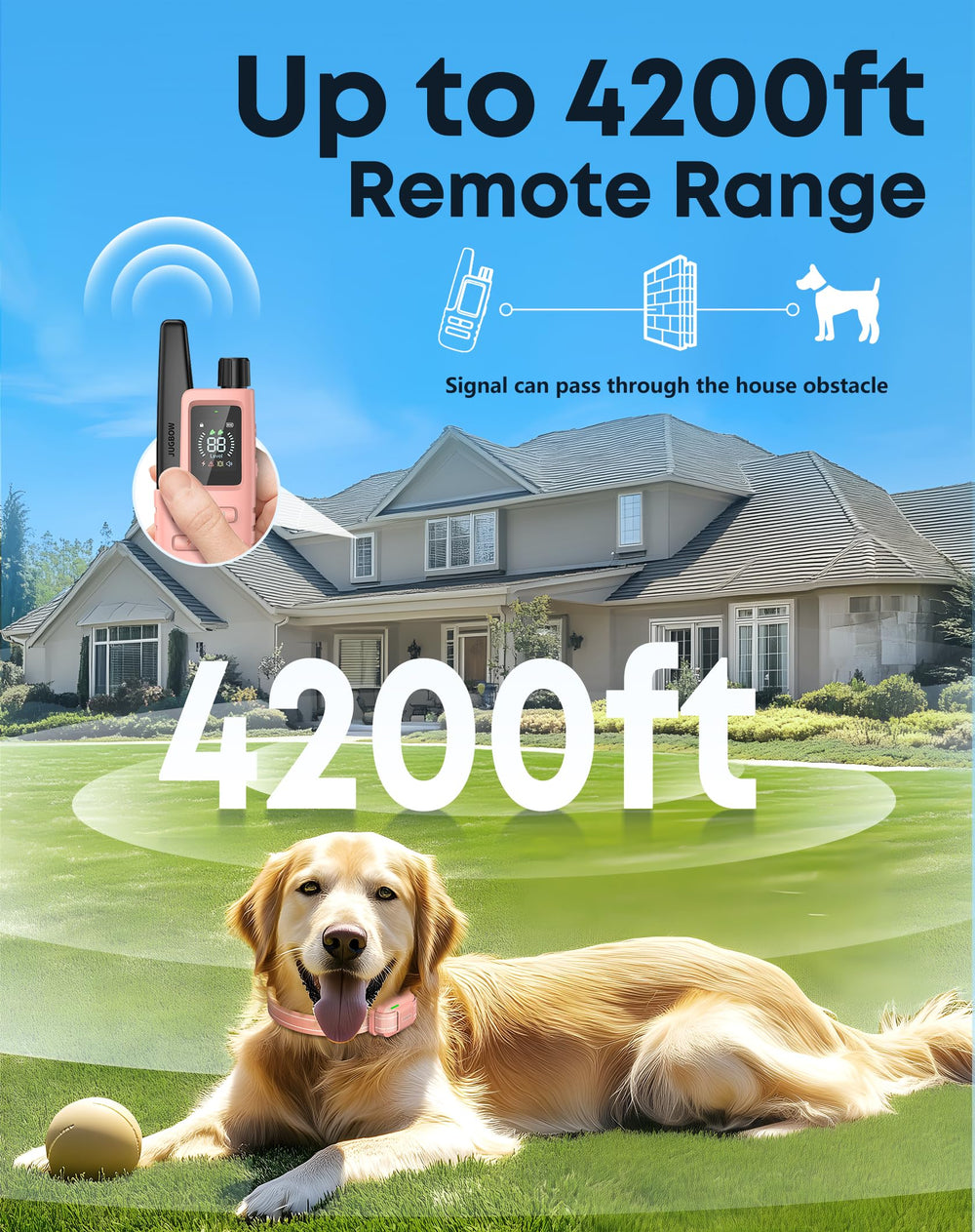 Jugbow dog shock collar 4200ft range enables long-distance training outdoors