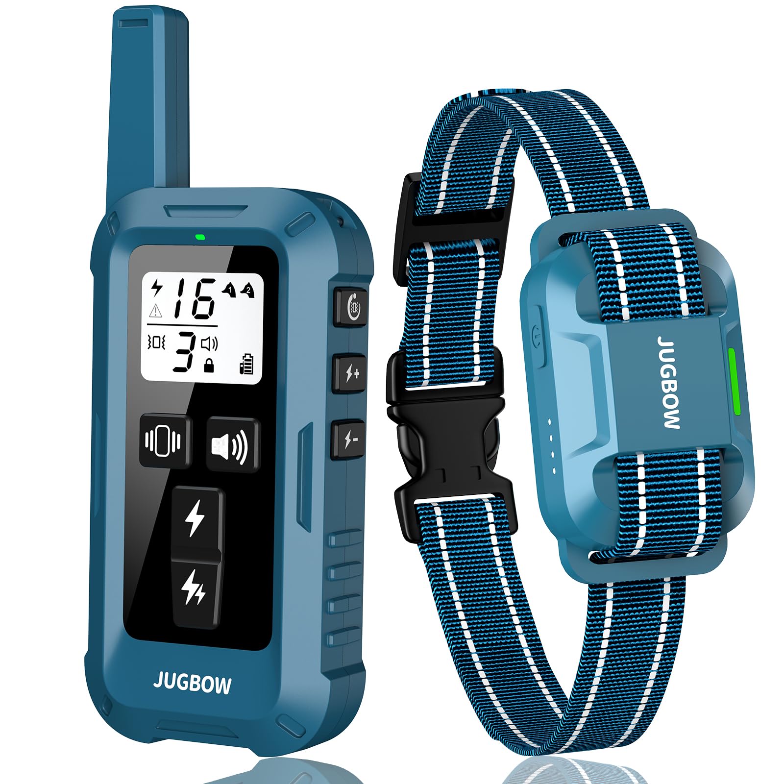 Jugbow remote for dog shock collar enables flexible training up to 4200 feet.