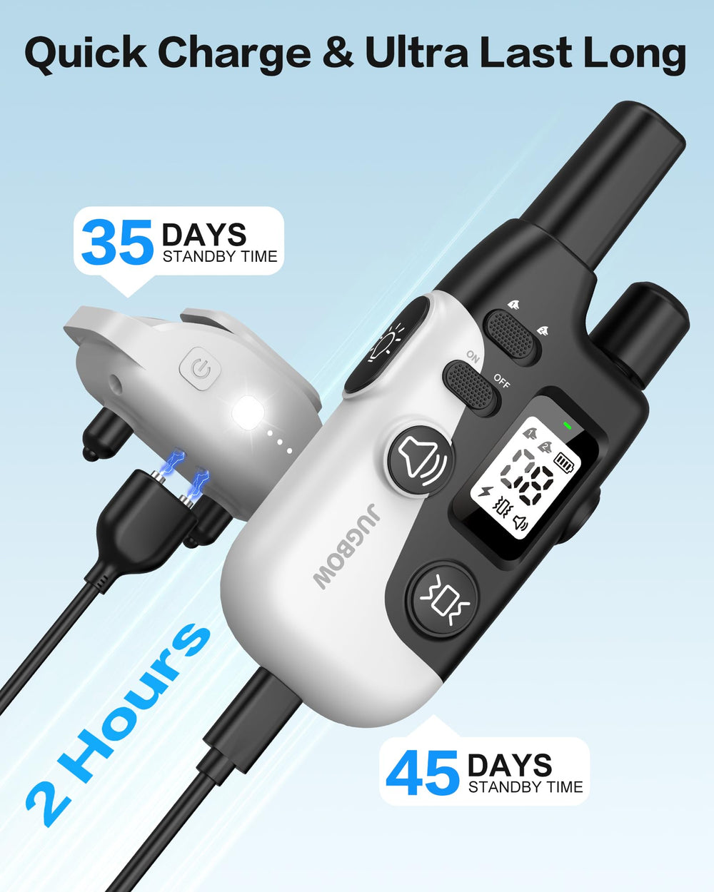 Jugbow battery life indicators and long standby for outdoor sessions