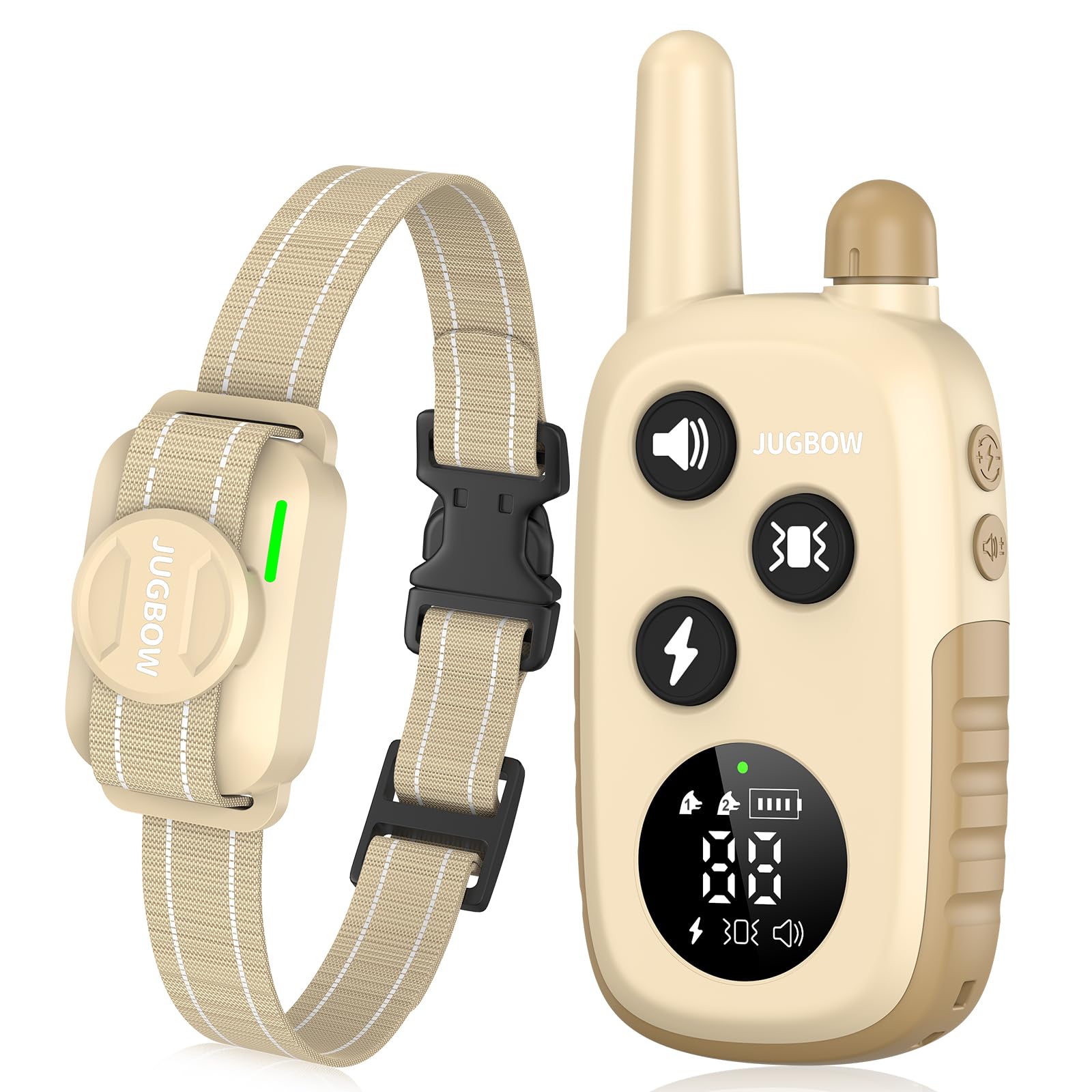 Jugbow dog training collar front view for comfortable, effective recall training.