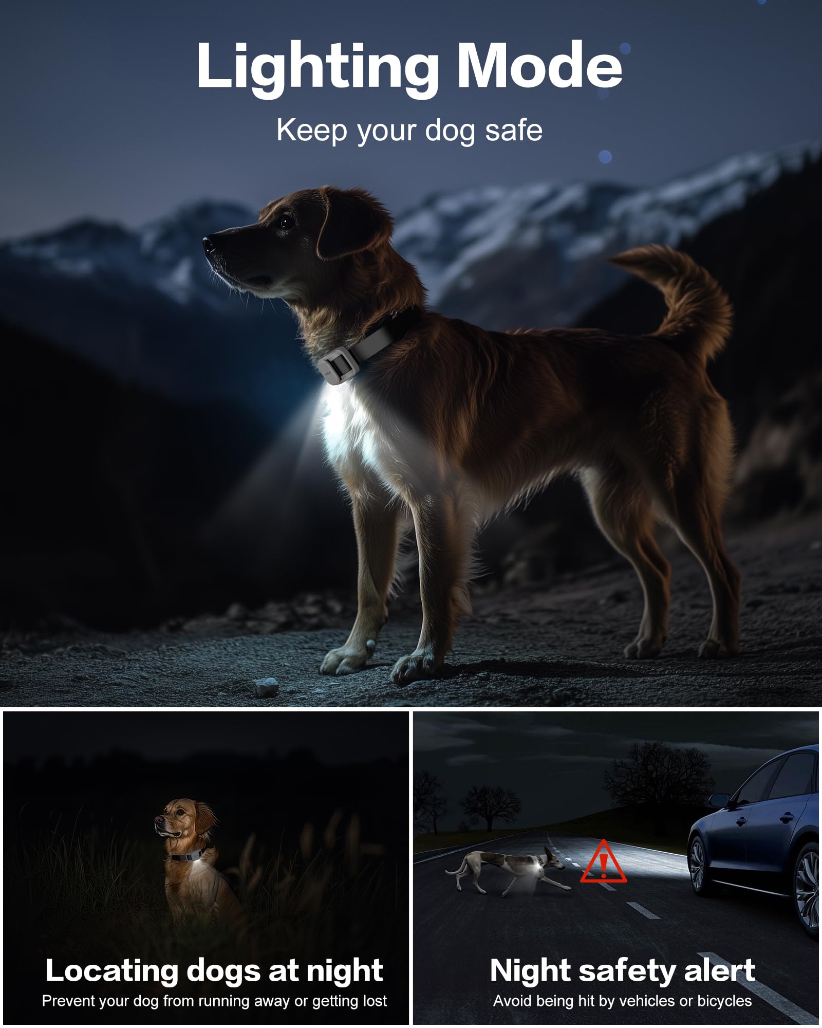 Jugbow LED light on collar for nighttime location and safety