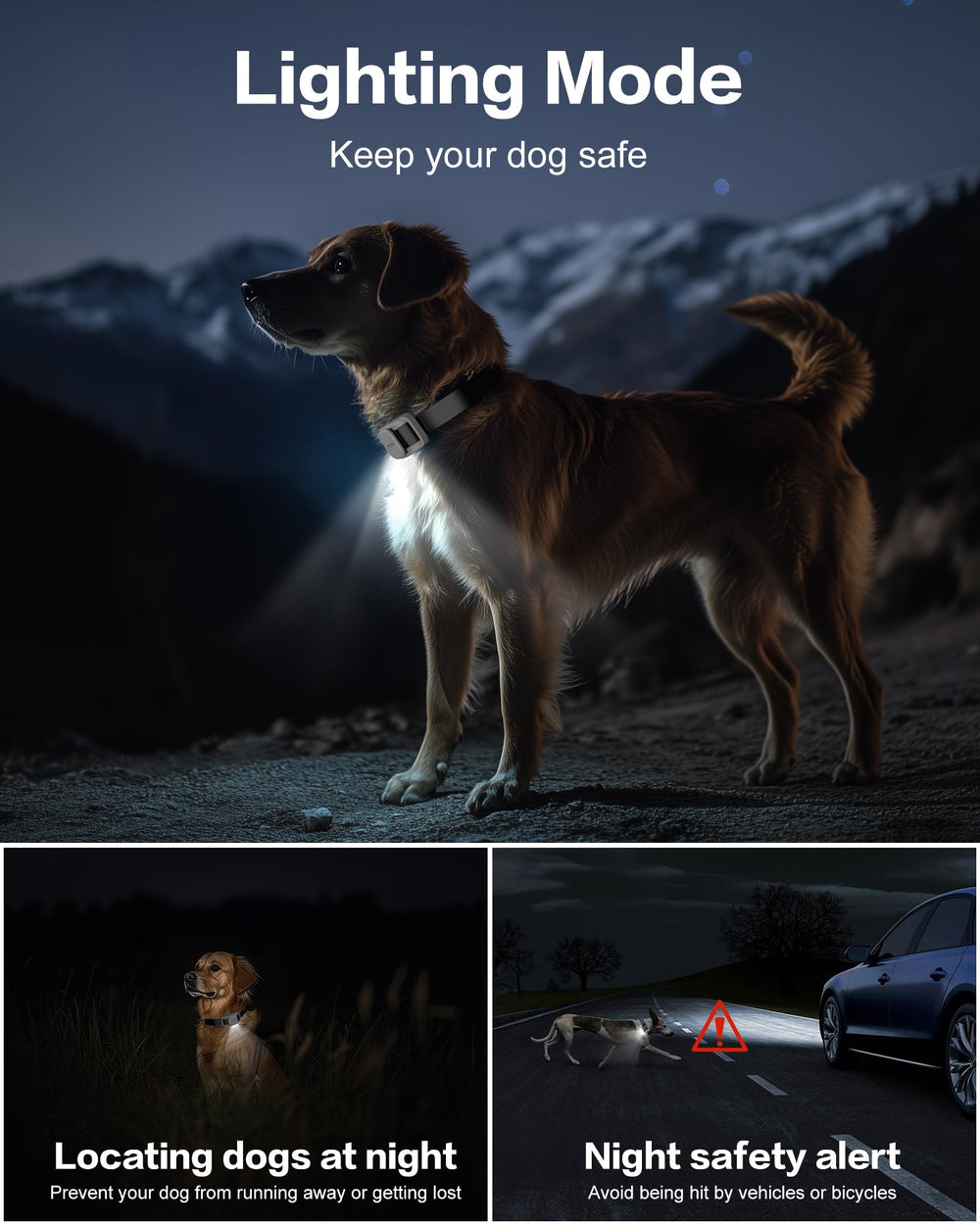 Jugbow LED light on collar for nighttime location and safety