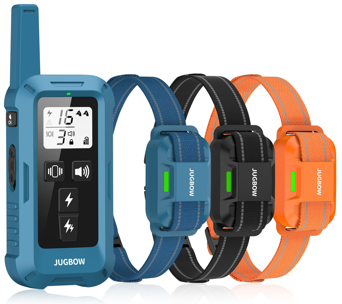 Jugbow dog training collar remote with four-dog system improves training control.