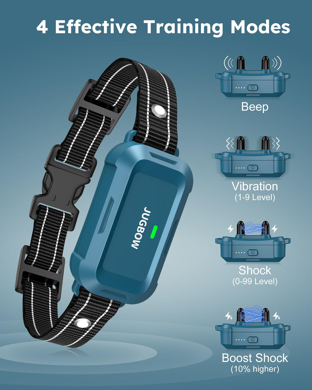 Jugbow dual-channel remote enables simultaneous training for two dogs.