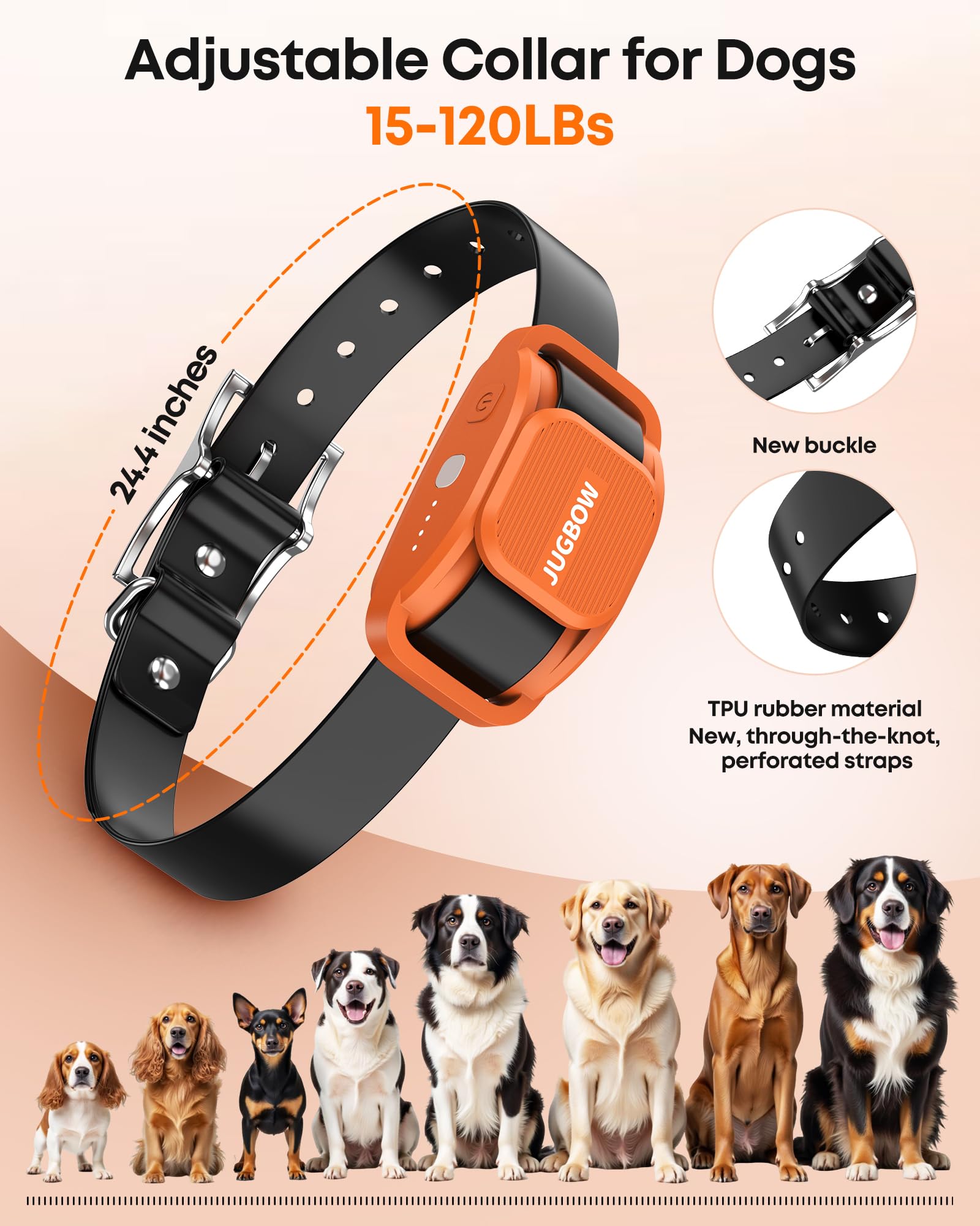 Jugbow Shock Collar battery life highlights up to 35 days standby and 45 days remote