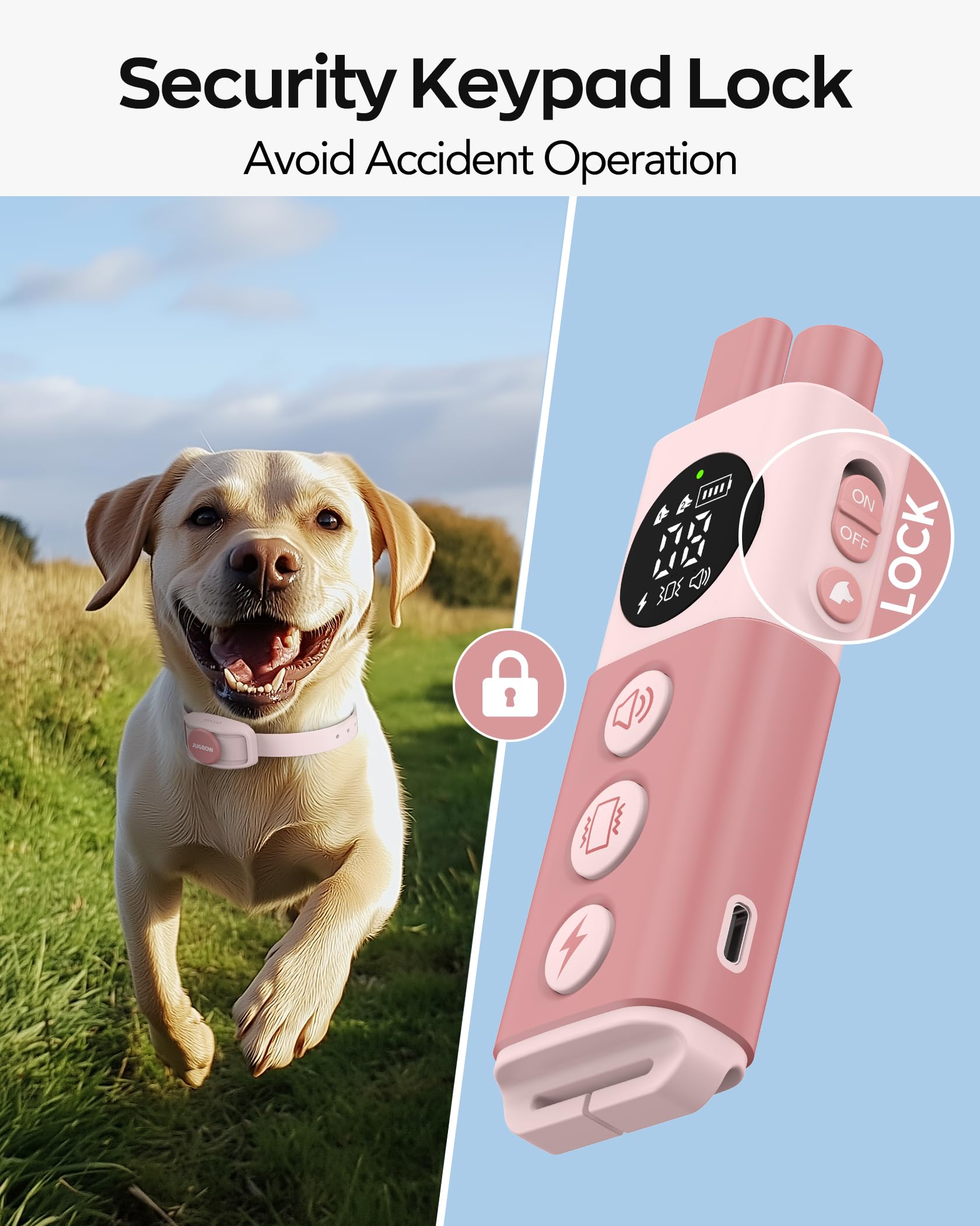 Jugbow Shock Collar lightweight design image highlights comfort during extended wear.