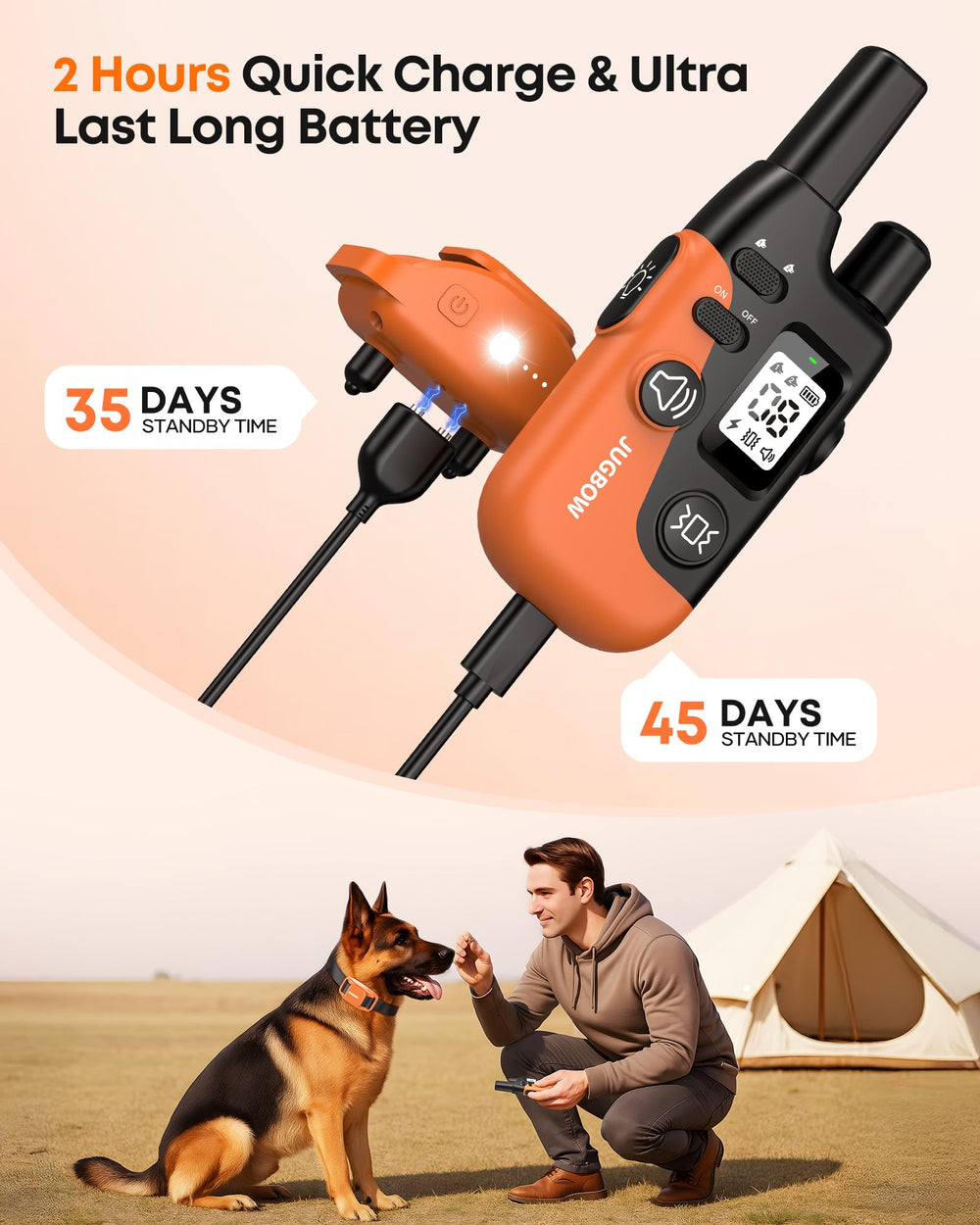 Jugbow Shock Collar two-dogs-channel concept for dual training capability
