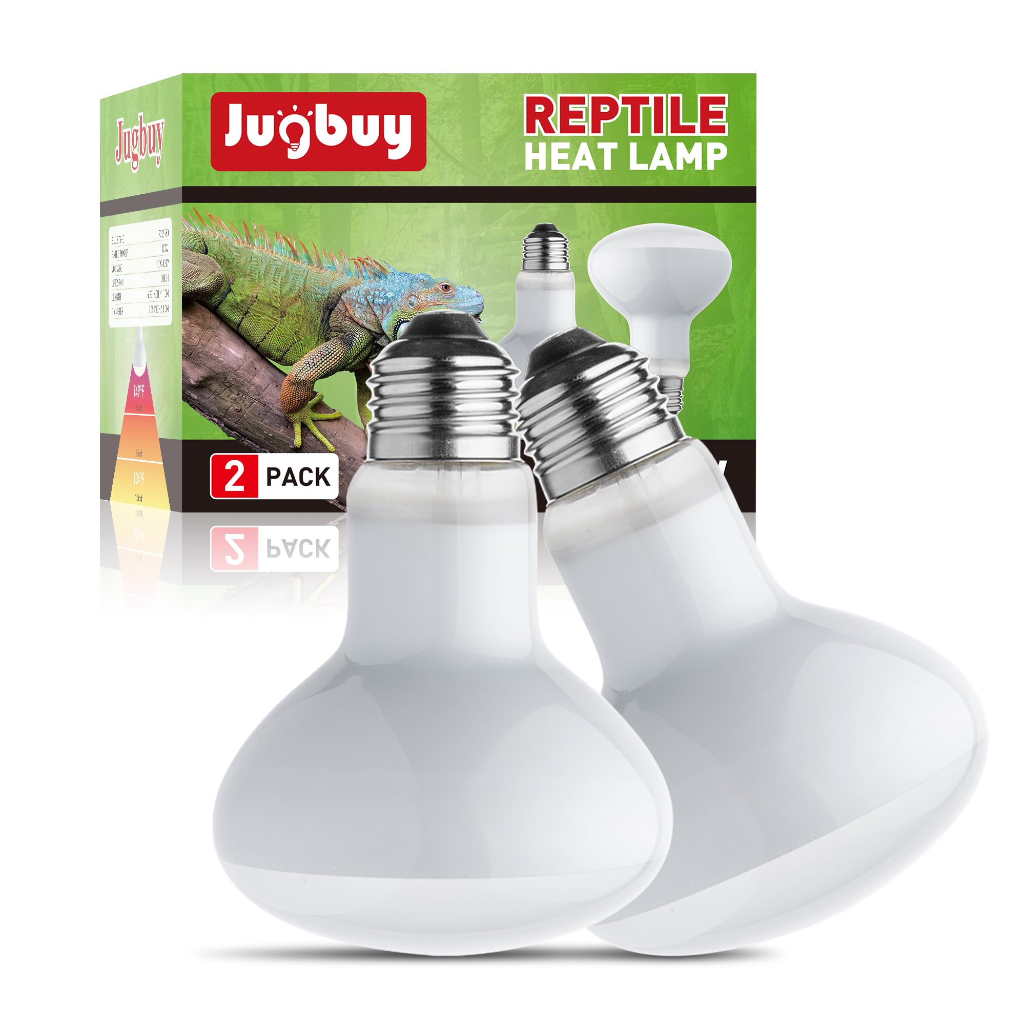 Jugbuy reptile heat bulb 100W in terrarium for natural basking warmth.