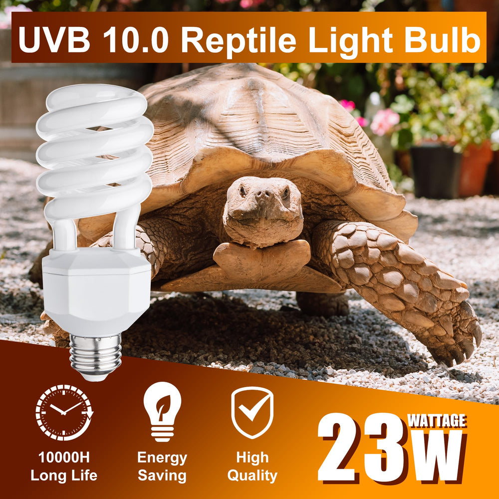 Jugbuy UVB10 in tortoise enclosure for sun-like warmth.