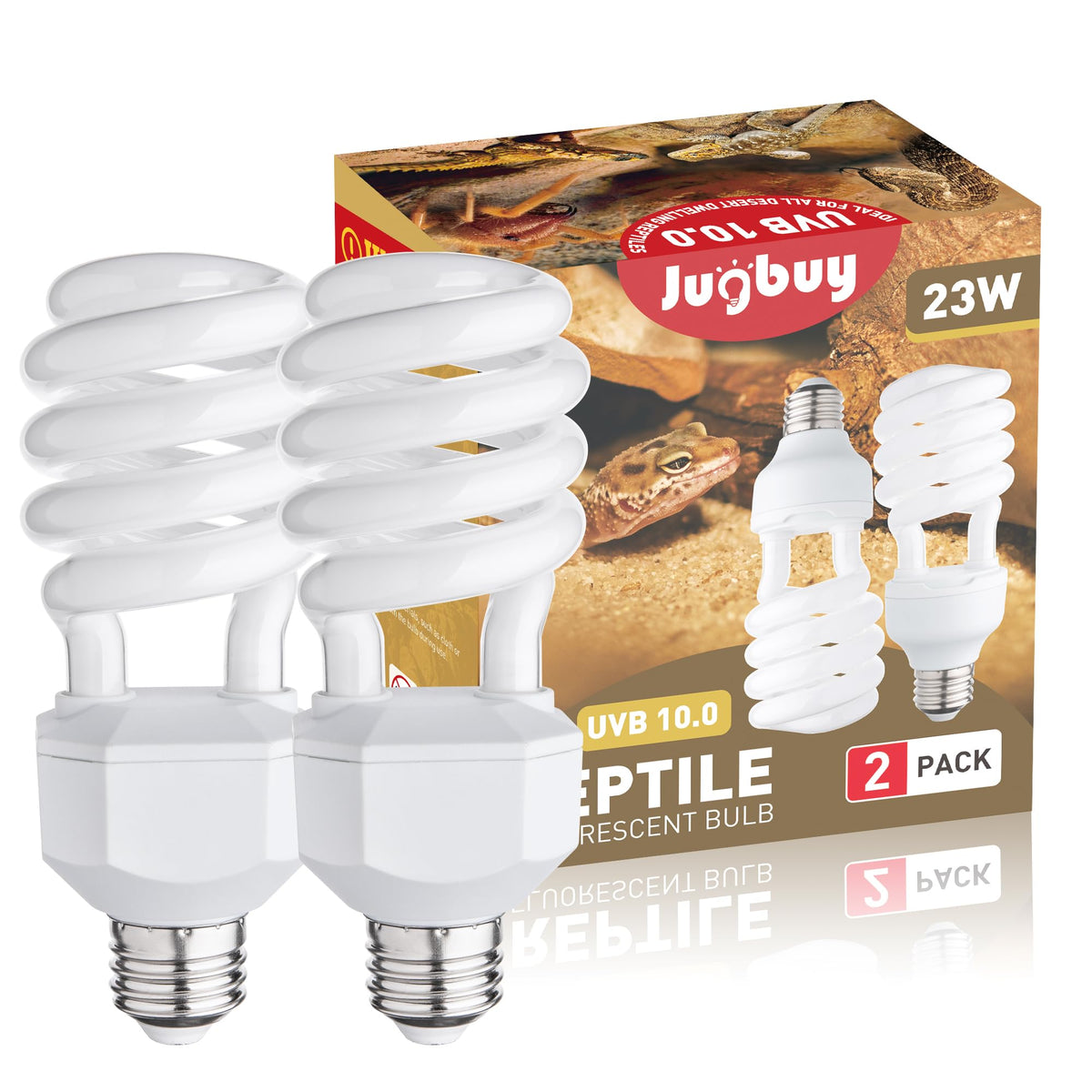 Jugbuy UVB10 desert reptile bulbs pack provides daylight-like exposure for terrariums.