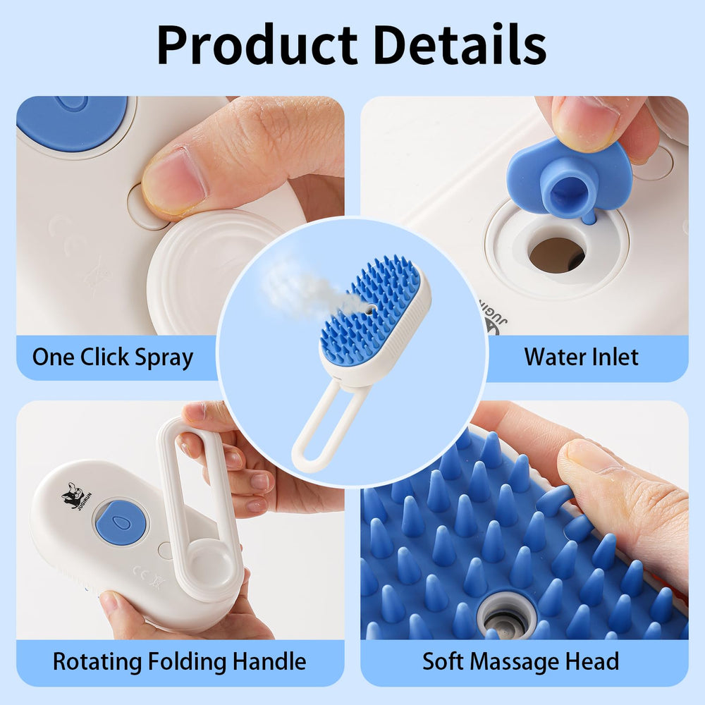 JUGIRUN Cat Steam Brush foldable design for easy storage and travel.