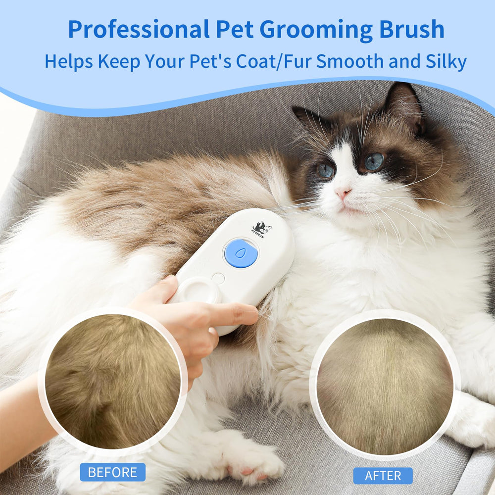 JUGIRUN Cat Steam Brush misting function smooths fur for easier brushing.