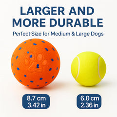 jujingcw ball size 8.7cm shown for all dog sizes.