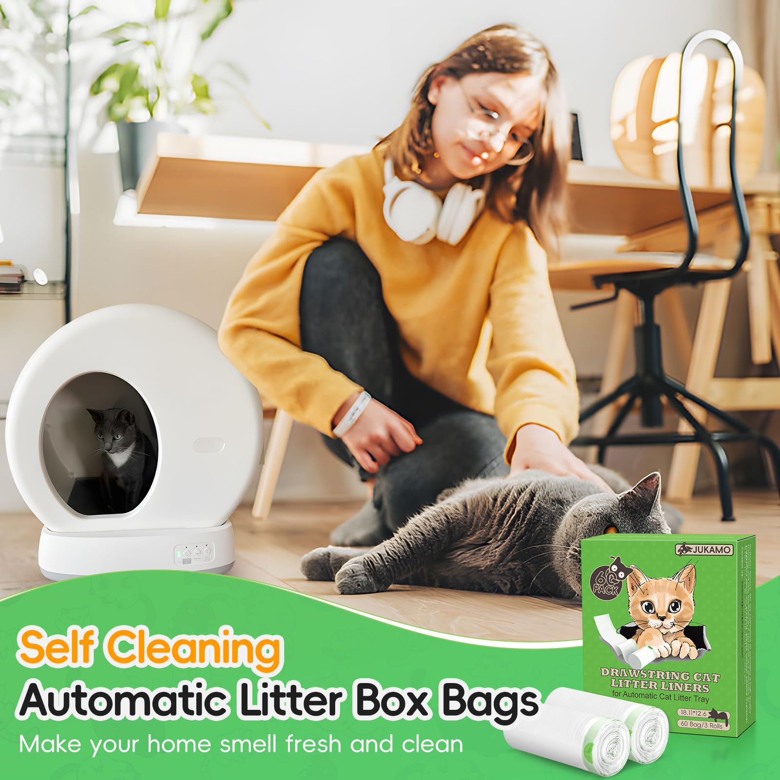 JUKAMO liners fit Meo Want self-cleaning litter box workflows