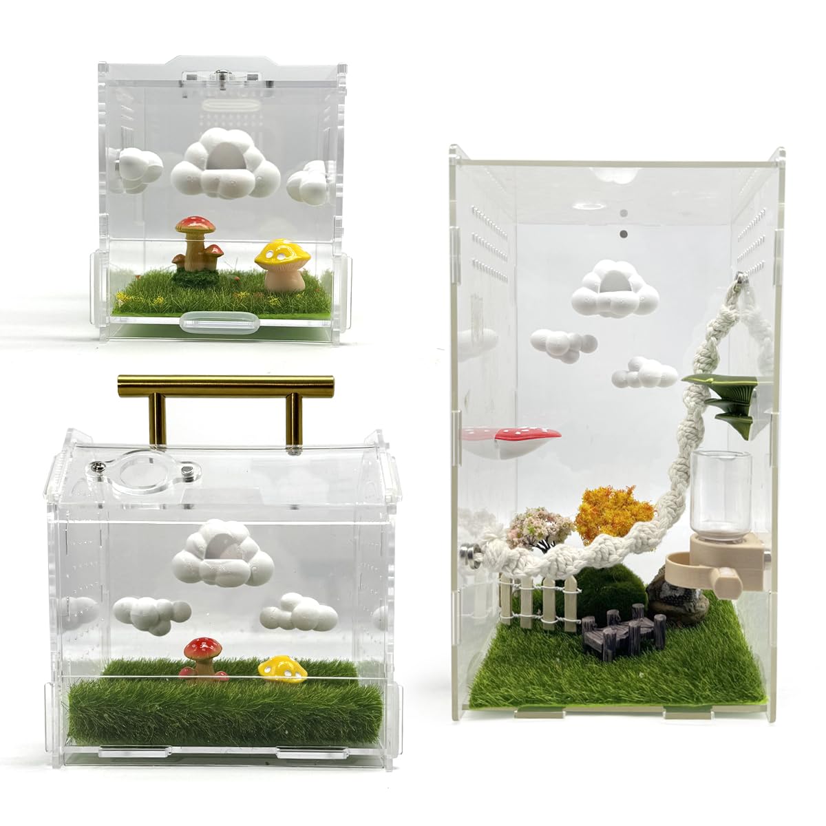 Julang spider enclosure decoration idea image showing mix-and-match styling options.