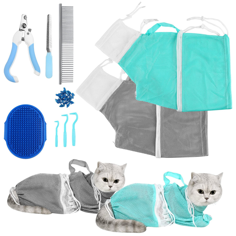 JULMELON cat washing bag with adjustable drawstring for secure, calm baths