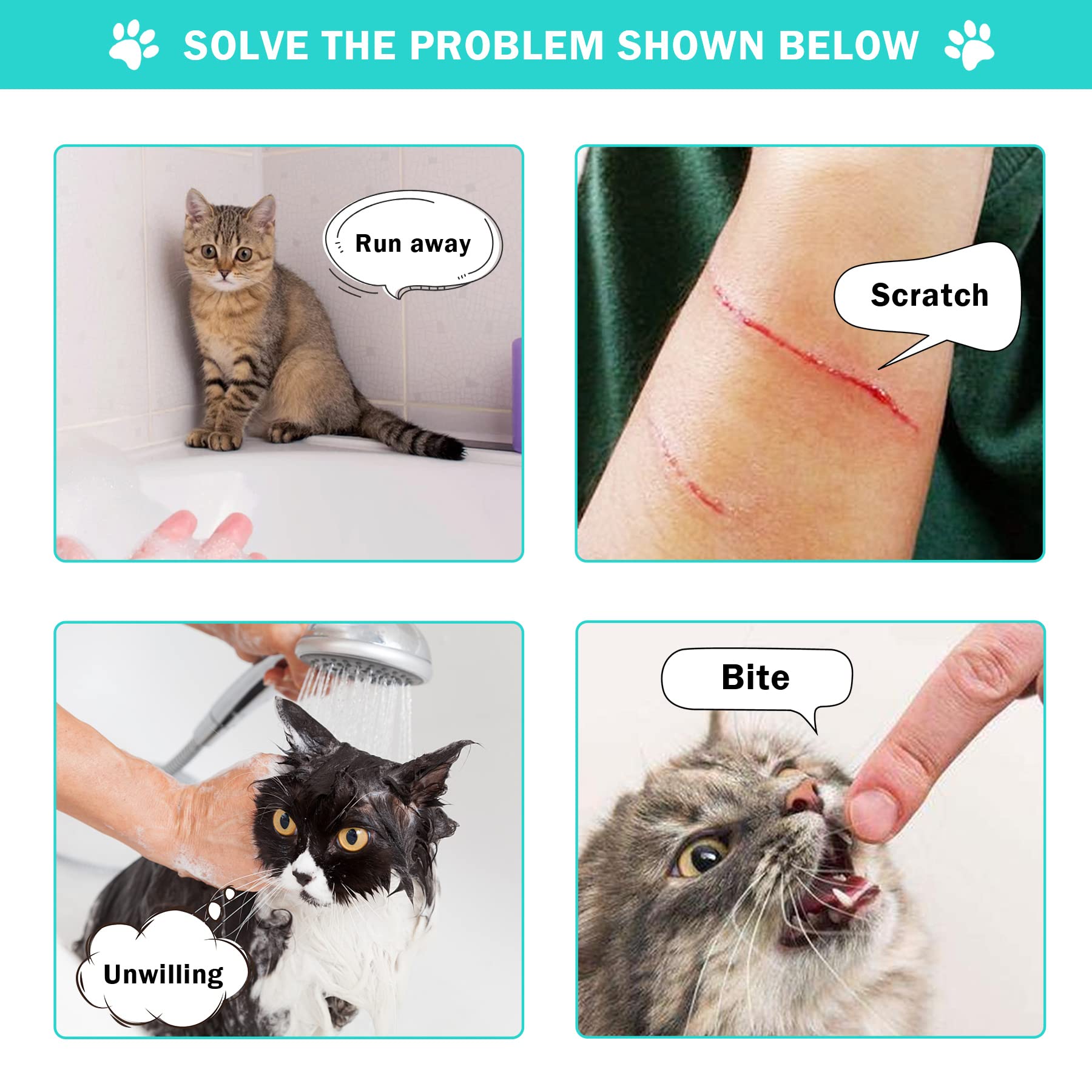 JULMELON cat washing bag glitter nail caps with glue for nail protection
