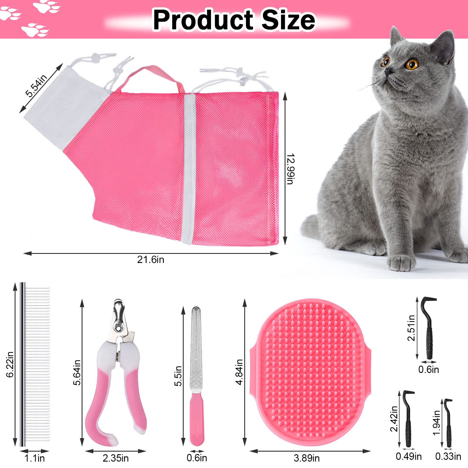 JULMELON cat washing bag gray keeps cat contained during bath