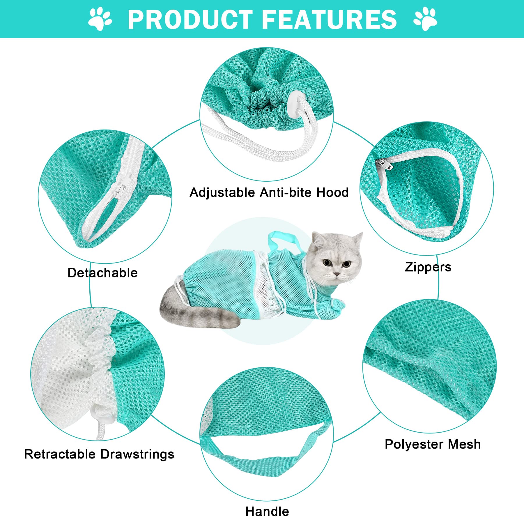 JULMELON cat washing bag nail-clipper keeps nails trimmed safely during grooming