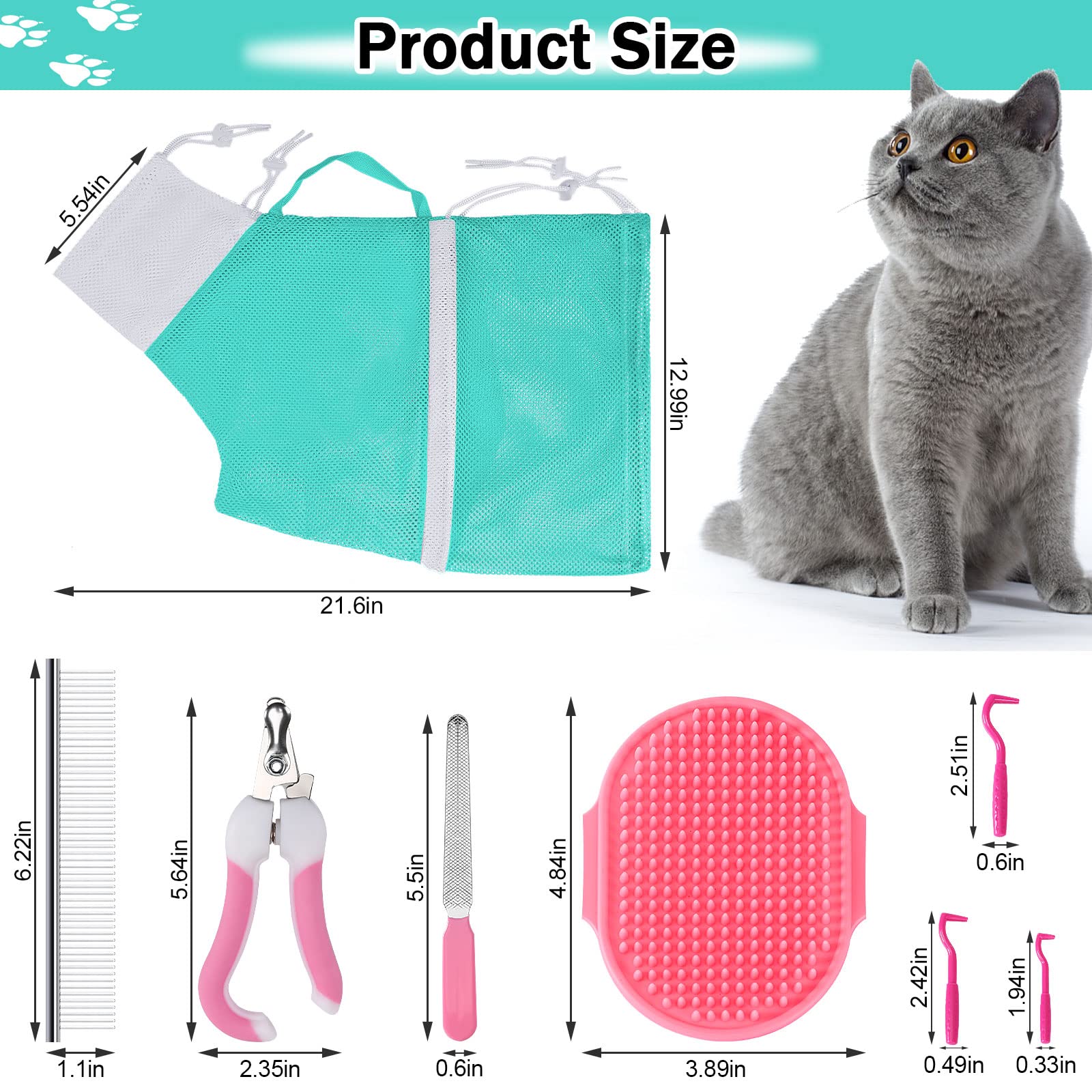 JULMELON cat washing bag green demonstrates secure adjusting for safe handling