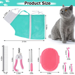 JULMELON cat washing bag green demonstrates secure adjusting for safe handling