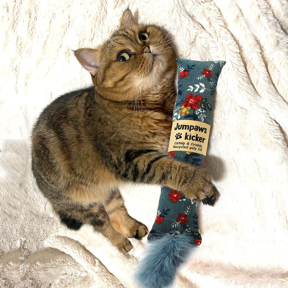 Jumpaws soft corduroy floral toy texture provides gentle chewing and comfort.