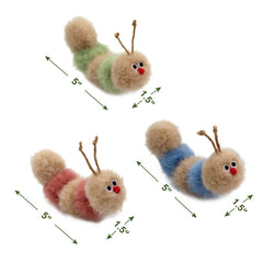 Jumpaws soft fluffy caterpillar catnip toy designed for safe bite-resistant fun.