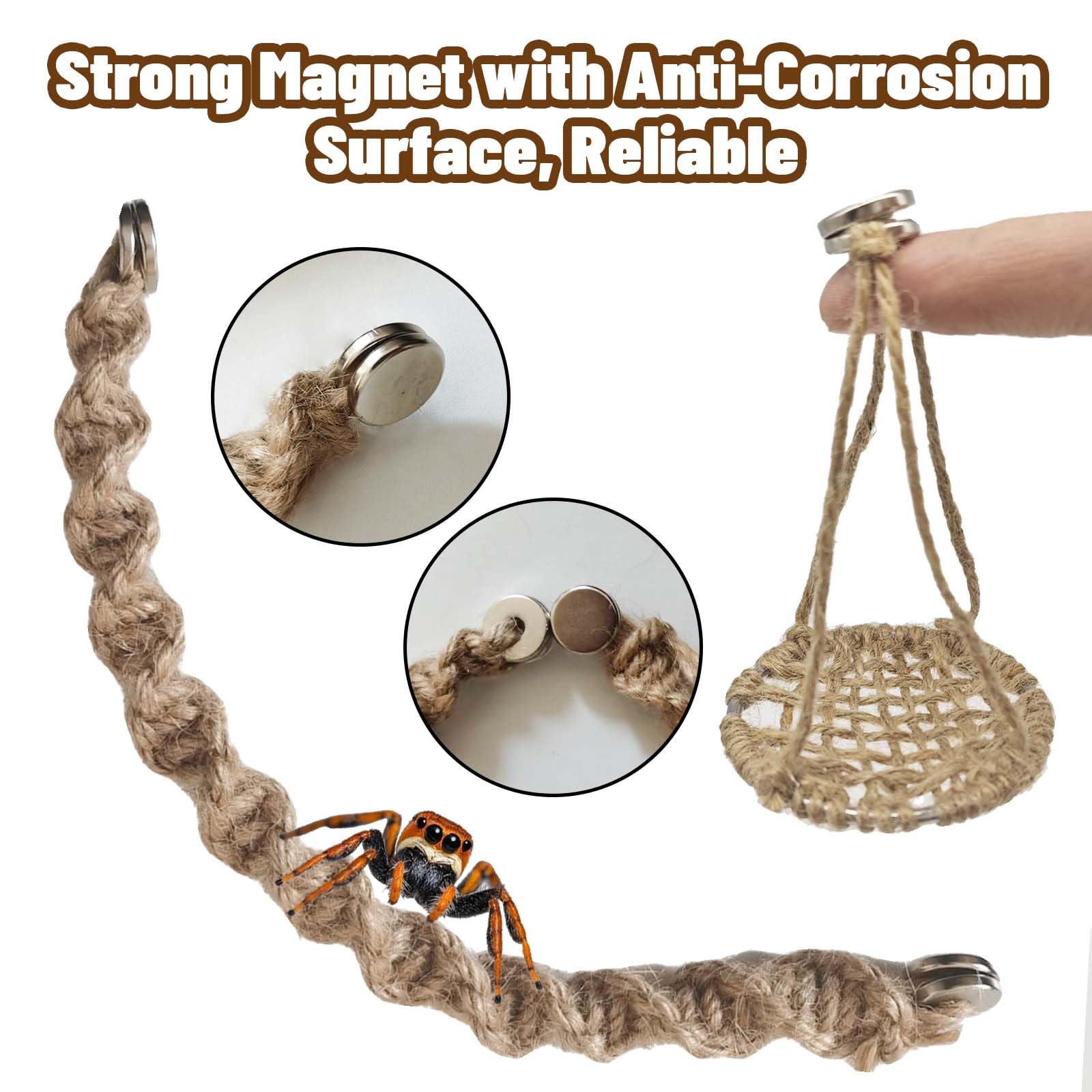 Jumping Spider Rope Bridge made from natural hemp rope for durable climbing.
