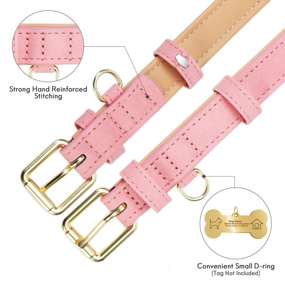 Jumpress pink collar in use during a daily puppy walk for comfortable control.