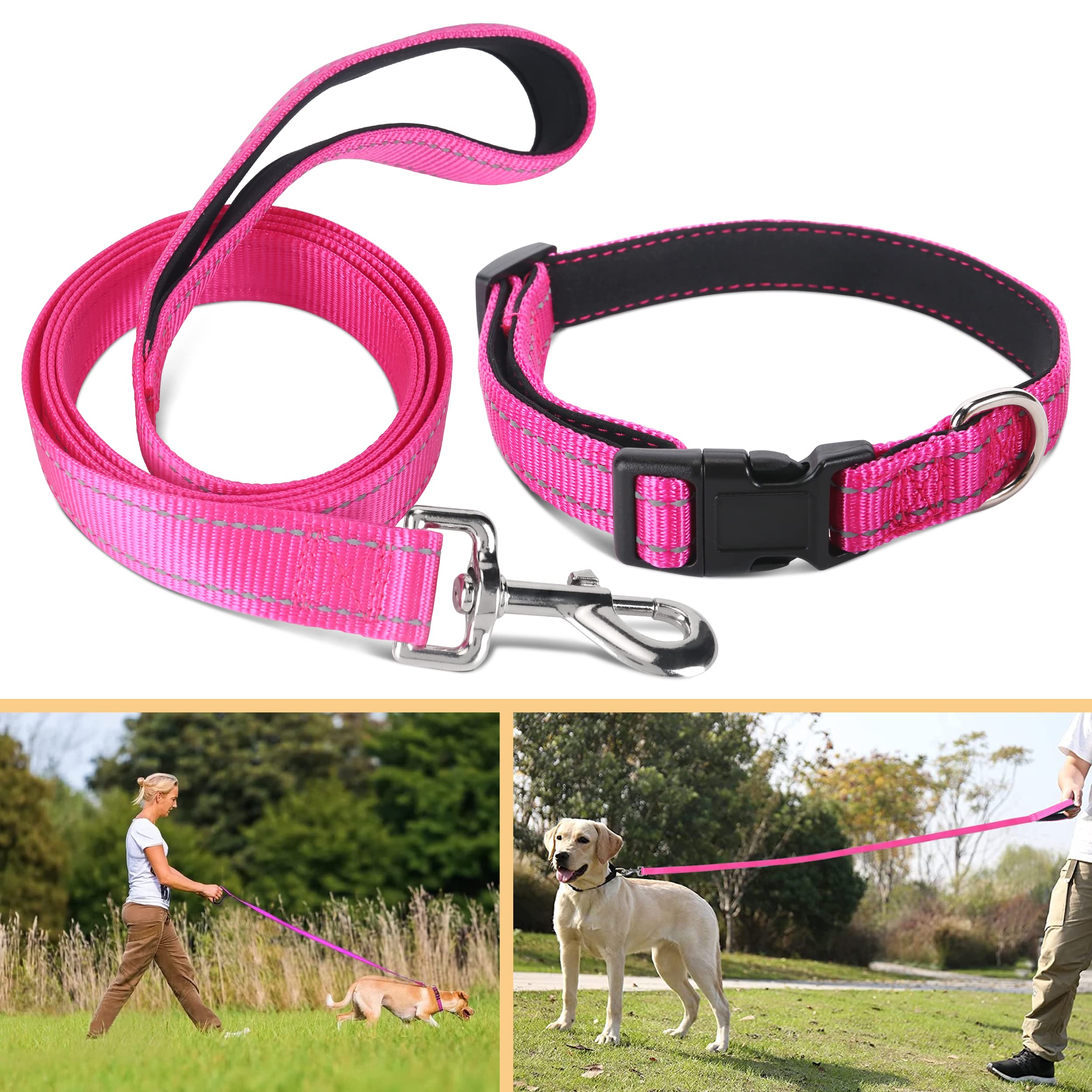 Jumpress hot pink collar and leash set for stylish everyday use.