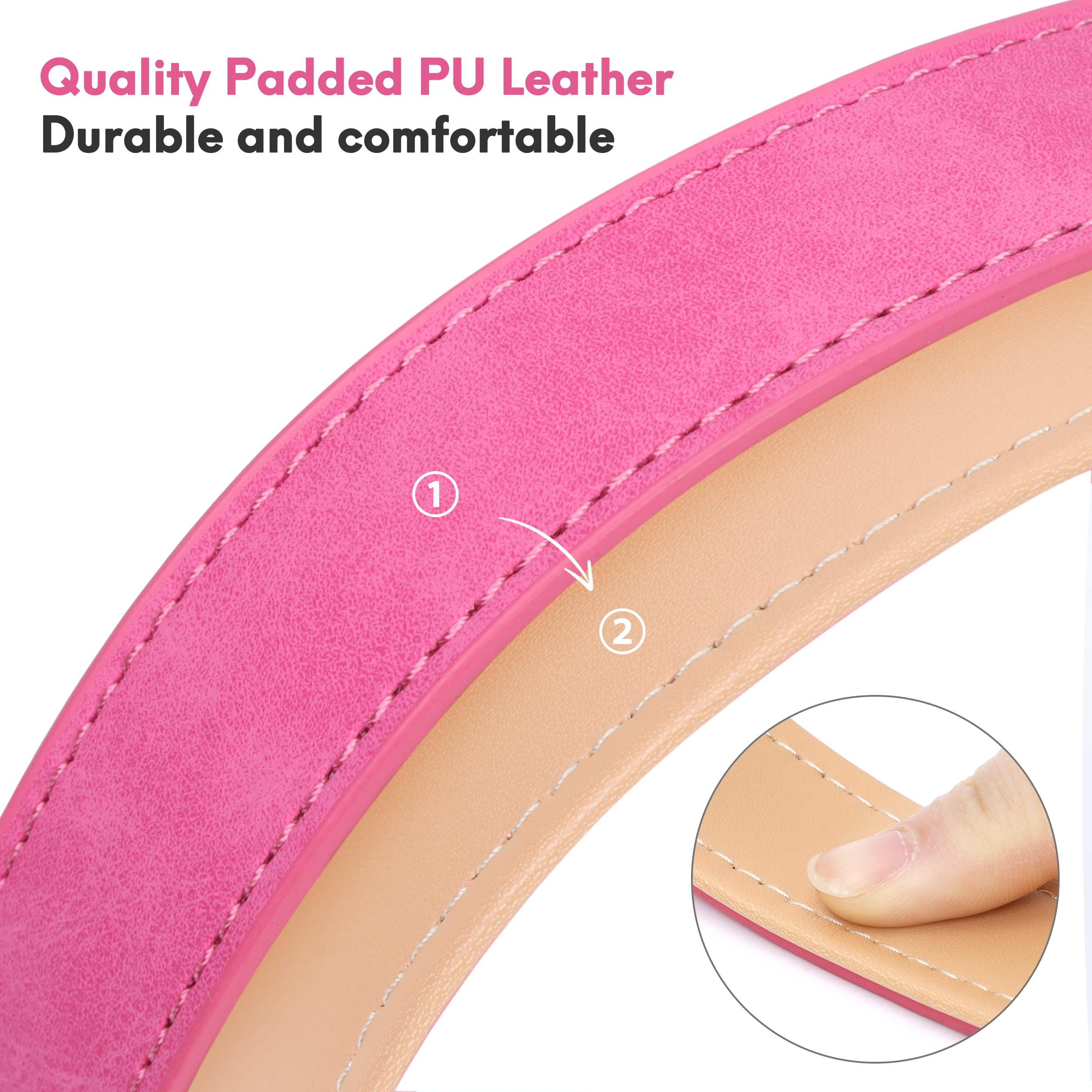 Jumpress hot pink Leather Dog Collar stylishly worn on a dog for daily walking.
