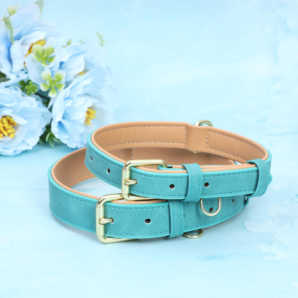 Jumpress leather dog collar size L shows neck range 15 to 20.5 inches