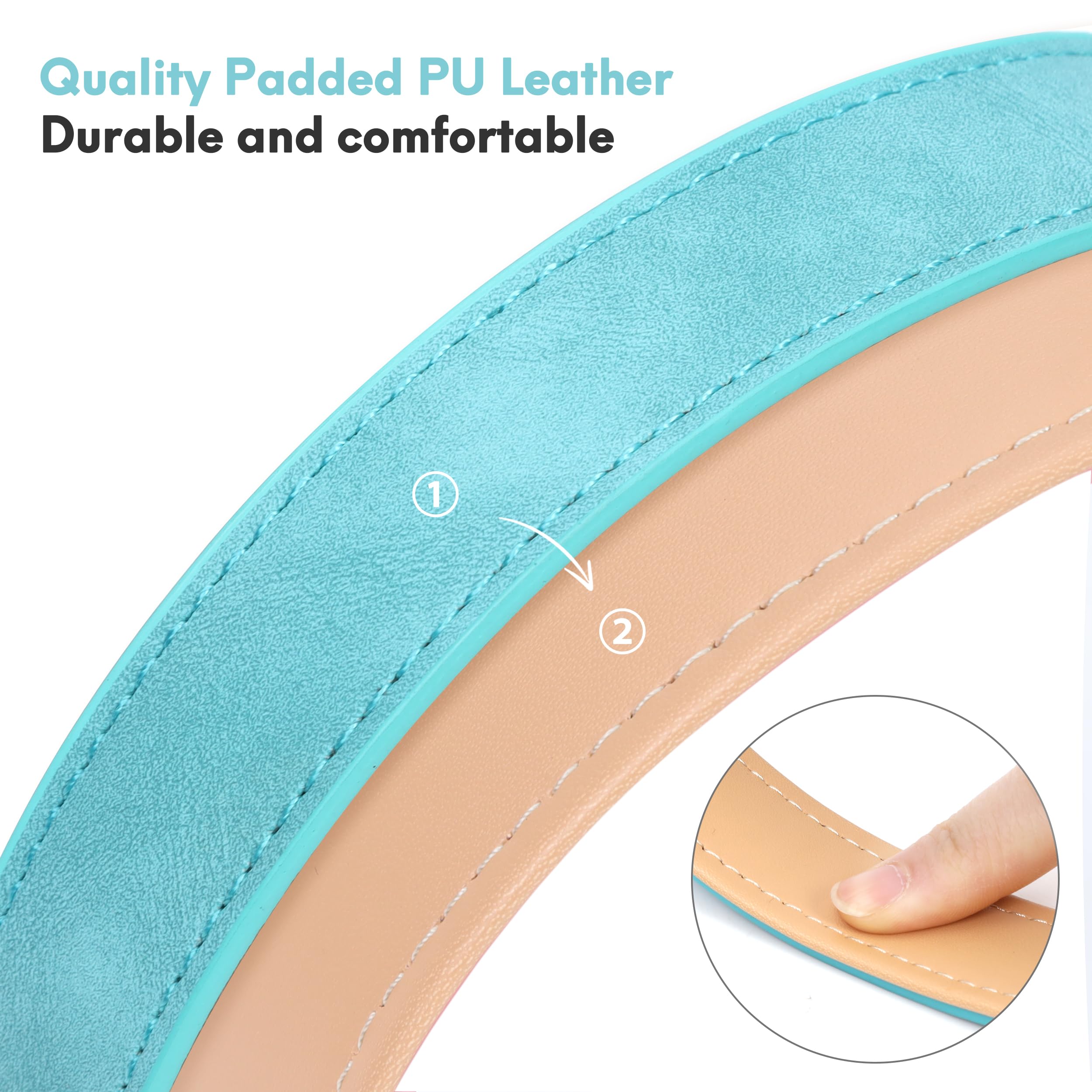 Jumpress leather dog collar stitching detail highlighting waxed thread durability