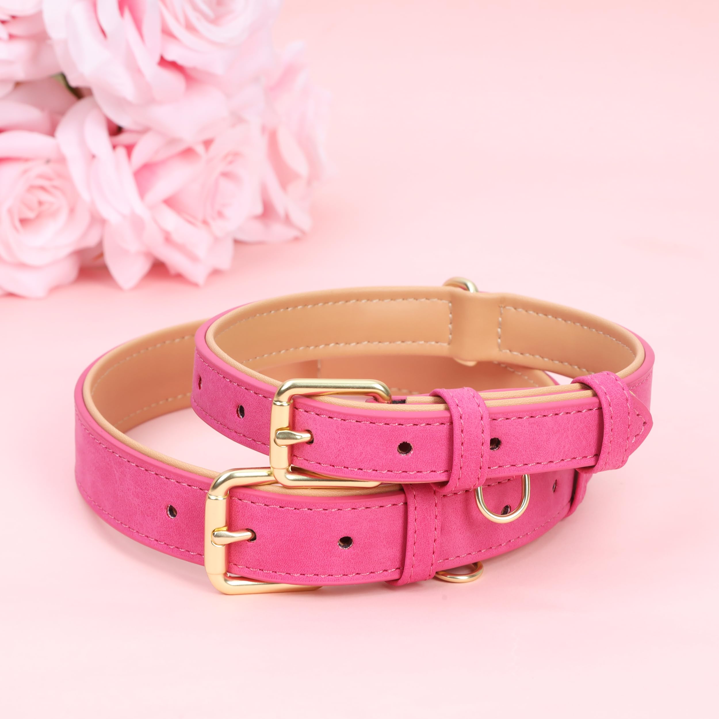 Jumpress Leather Dog Collar zinc alloy buckle provides durable hardware for adventures.