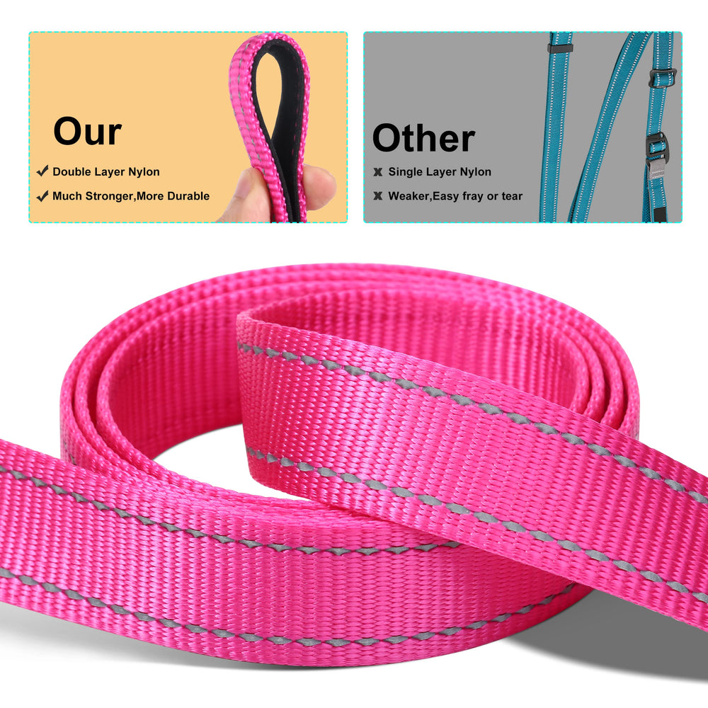 Jumpress reflective nylon dog collar improves visibility on evening strolls.