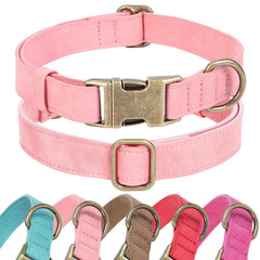 Jumpress soft leather dog collar pink closeup highlighting comfortable all-day wear