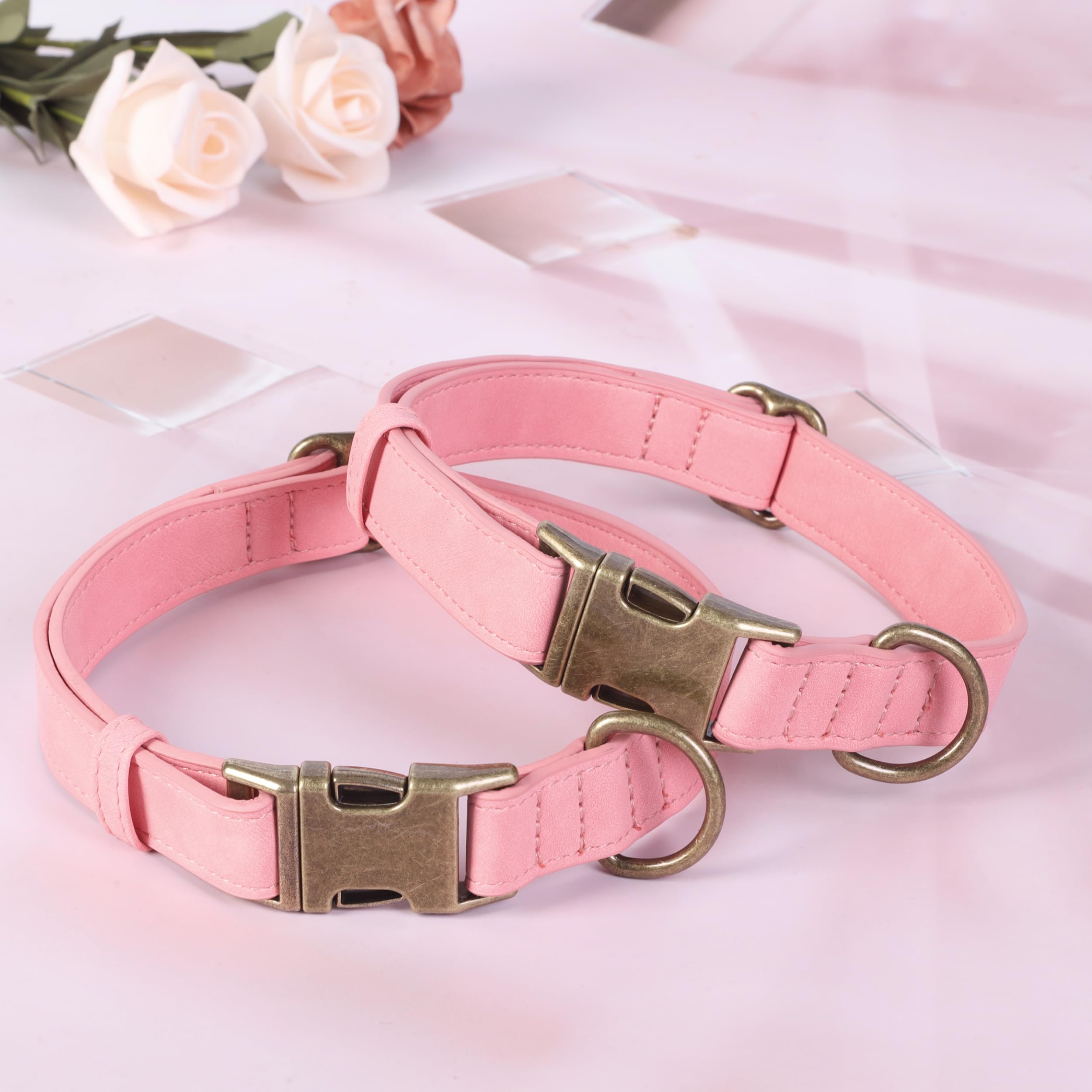 Jumpress pink L collar on dog neck demonstrating adjustable fit for growing pets