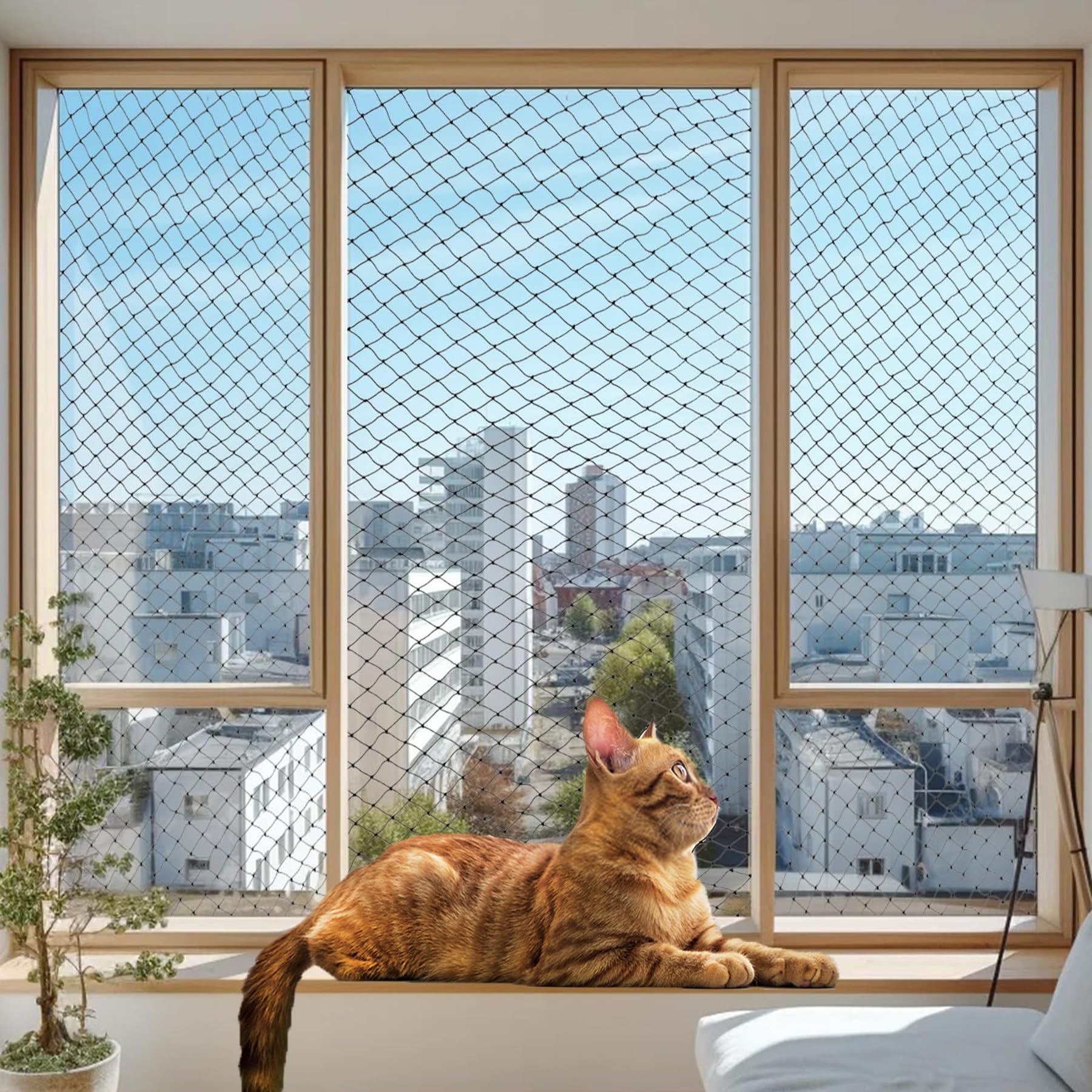 JUMXSRLE cat netting balcony 3x3 mesh view for safe outdoor access and visibility