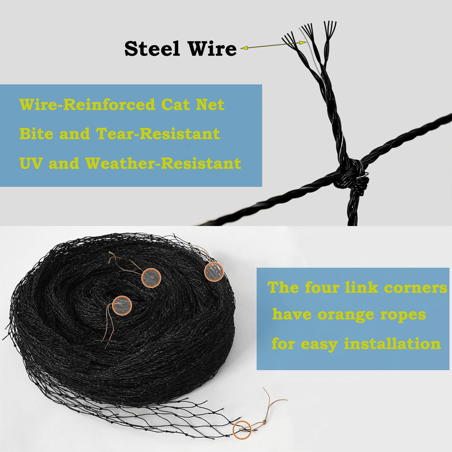 JUMXSRLE cat netting easy-cut flexible fit for windows