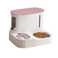 Junbec-Pet cat feeder water dispenser 2in1 setup shows organized meals and spill-free use
