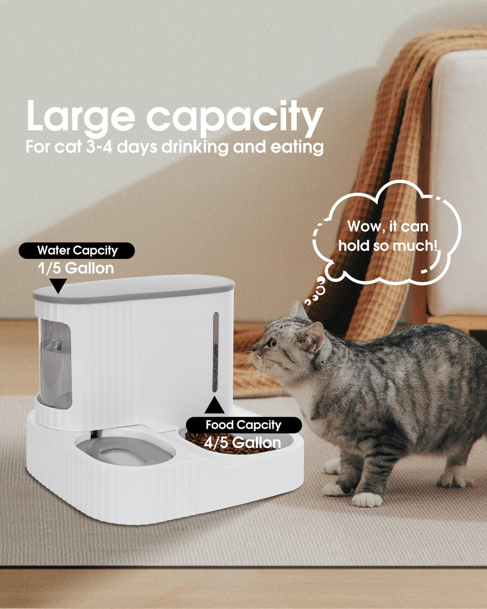 Junbec-Pet cat feeder-water-dispenser illustrates dual-use for hydration and mealtime without clutter.