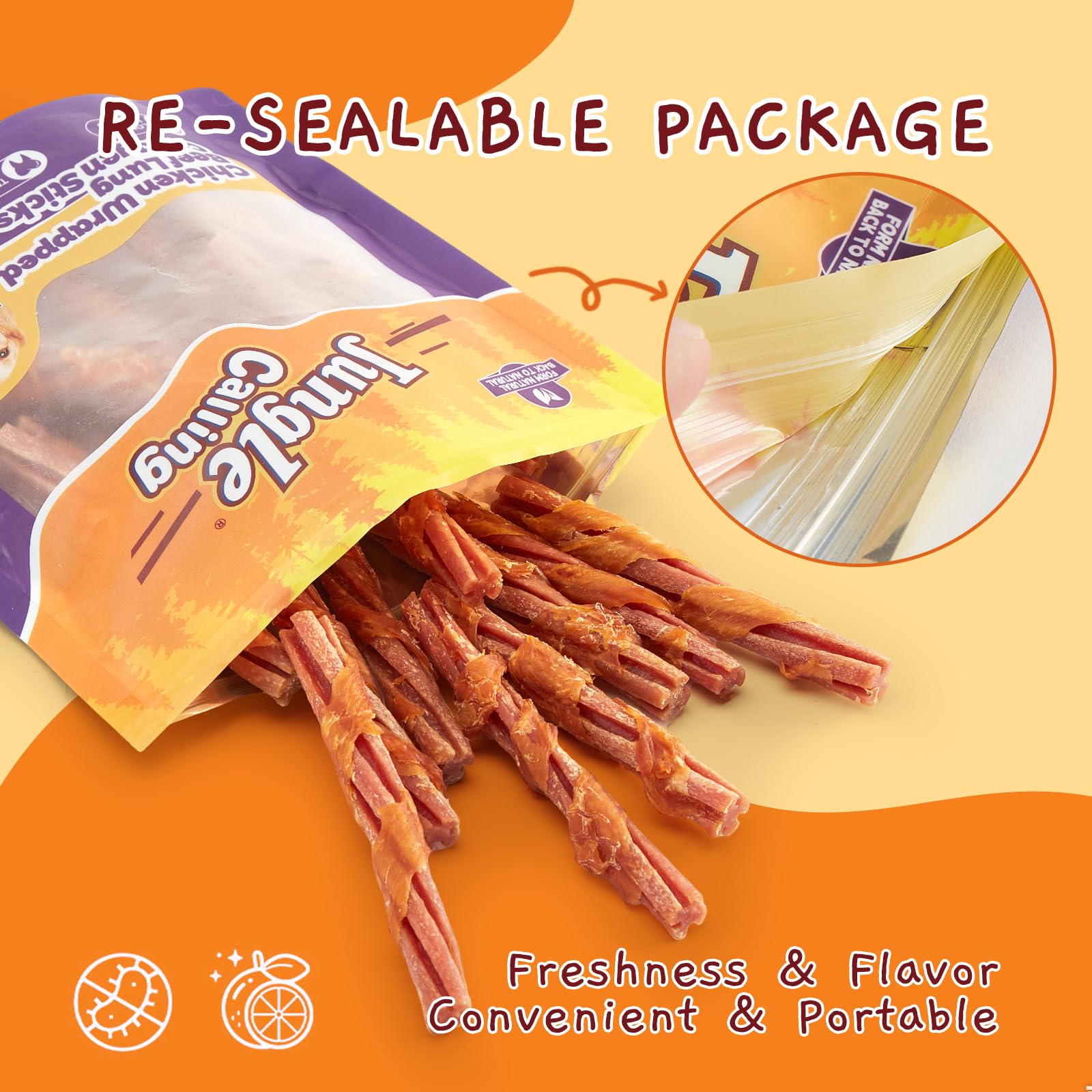 Jungle Calling Beef Lung Flavored Bones pack highlights protein-rich chew option.