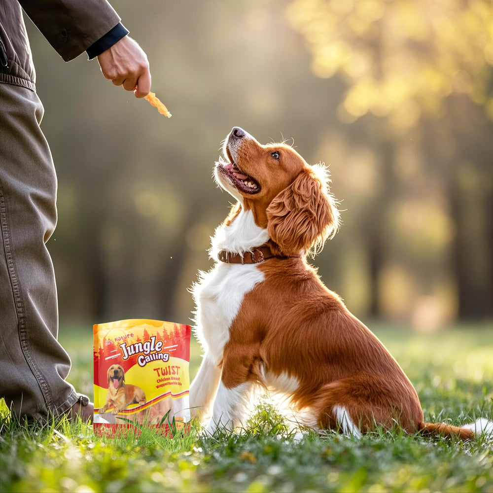 Jungle Calling bite-texture-enjoyment-dog-chew captures satisfying chew experience.