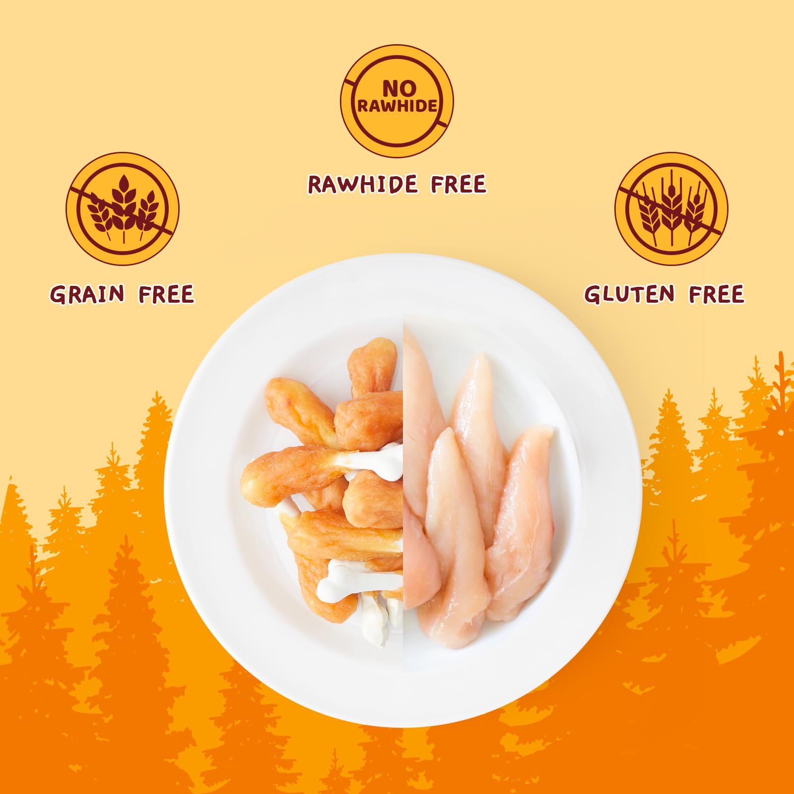 Jungle Calling rawhide-free chews with calcium bone surface indicating safe dental-friendly treats