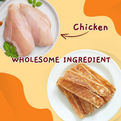 Jungle Calling chicken jerky closeup shows savory aroma and chewy texture