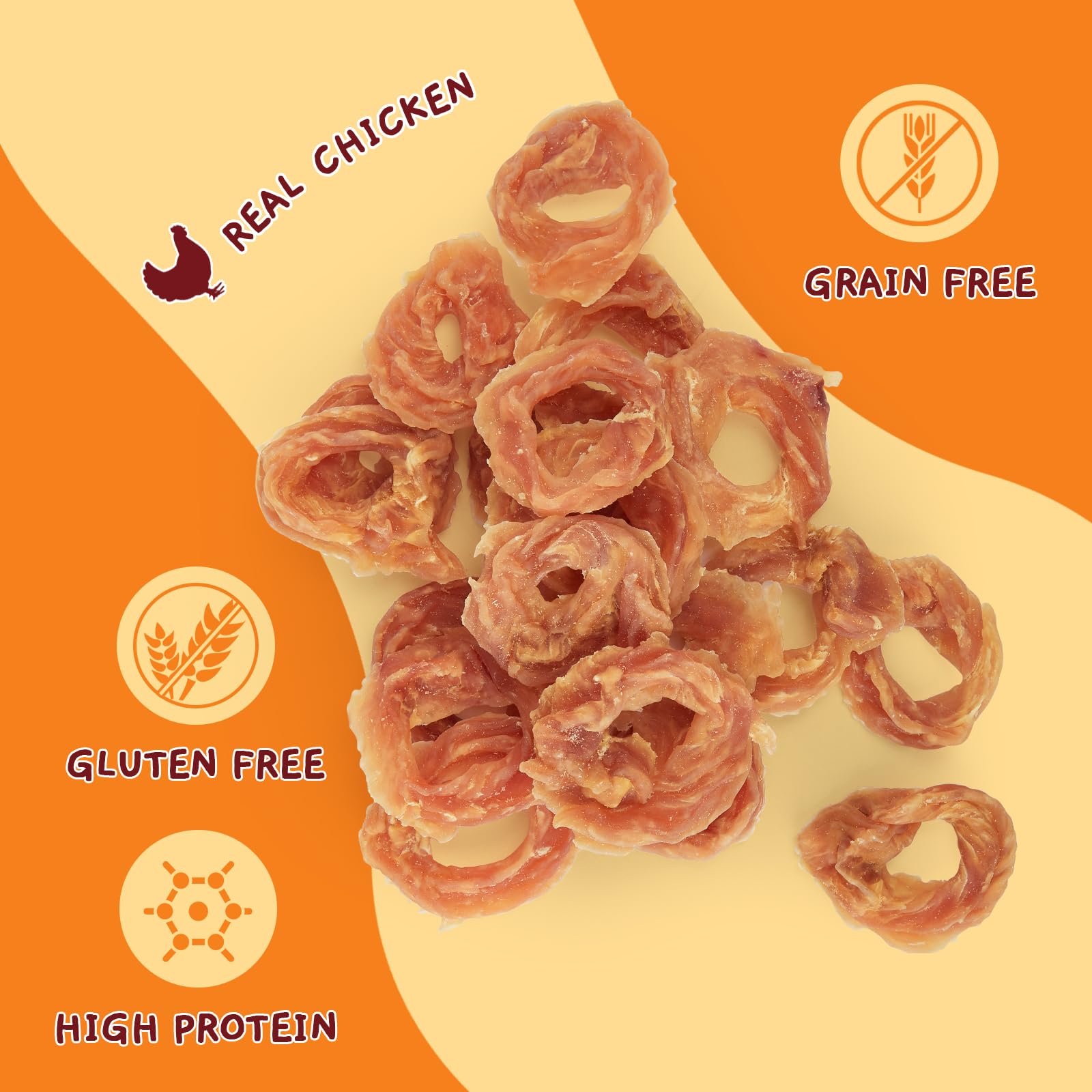 Jungle Calling chicken rings open bag shows bite-sized training rewards.