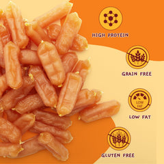 Close-up of Jungle Calling jerky texture featuring real chicken flavor