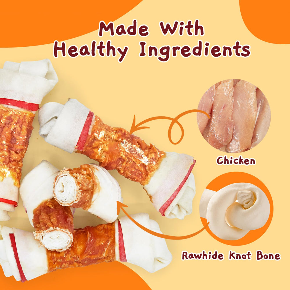 Jungle Calling rawhide bone long chew for large dogs helps satisfy appetite.